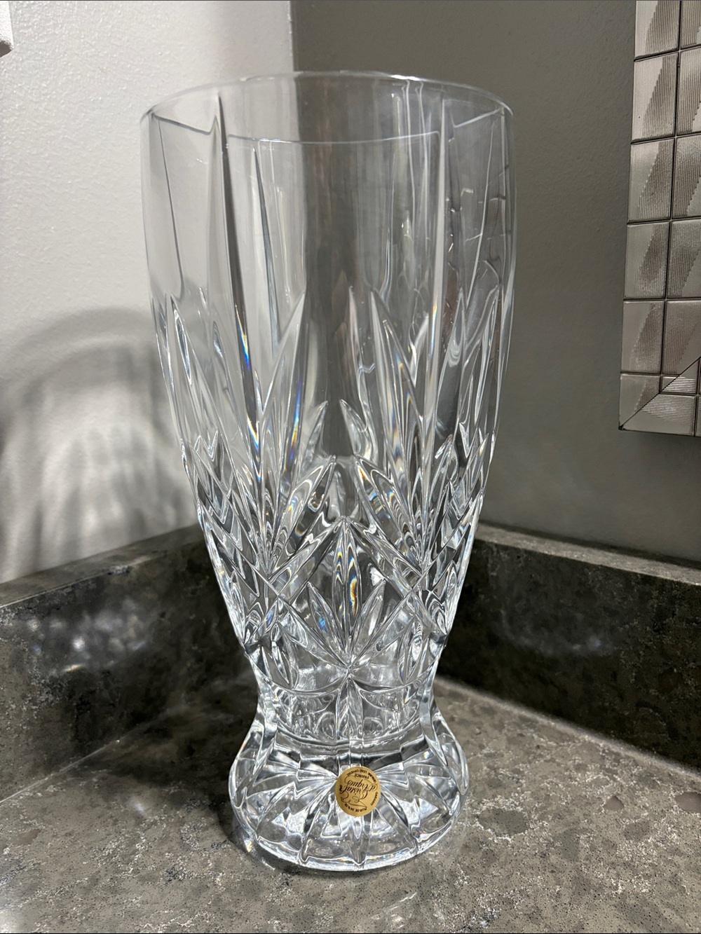 TRADITION Crystal d'Arques Clear Glass Vase - Clear. 11 3/4 Inch by 5 1/2 inch - Picture 3 of 11